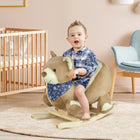 Qaba - Cheval à bascule bébé design ours en peluche - marron-Siège supérieur en forme d'ours mignon, doux, pelucheux et confortable 