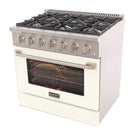 Kucht 36" KNG Series Pro Style Propane Gas Range - Stainless Steel/White-Sealed burners make the range easy to clean