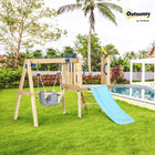 Outsunny - Ensemble de balançoire en bois pour enfants avec toboggan, roue de capitaine, télescope, pour âges de 18 à 48 mois - naturel-Comprend un volant de capitaine, une longue-vue et une boîte aux lettres pour des aventures sans fin 