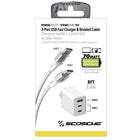 Scosche PowerVolt PD70 70 W Dual USB-C & Single USB-APo Wer Delivery Home Charger With 8' USB-C Cable-Safely charges iPhones,iPads,MacBooks and more.