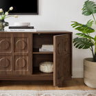 Modway Knox 71 Inch TV Stand - Walnut-Adjustable Interior Shelves