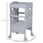 Qaba Folding Toddler Kitchen Helper Step Stool with Handles, Safety Rail and Non-Slip Strips - Grey-Can be used in any room, including the kitchen, study room, bedroom, hallways, etc. 