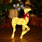 Outsunny Light Up Reindeer Christmas Decoration with 61 LED Lights - White-Powder-coated steel frame resists rust and wear 
