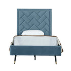 Manhattan Comfort - Lit une place moderne Crosby 81,1" en velours - Bleu-Cadre de lit jumeau style milieu du siècle avec tête de lit pour chambre