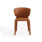 Manhattan Comfort Conrad 20.47" Mid-Century Modern Faux Leather Upholstered Dining Chairs - Saddle - Set of 2-Standard 4-Leg Base