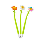 Merangue - Stylo Fleur Souriante en Silicone - 1.0 mm - Noir-Stylo à bille avec fleur souriante en silicone