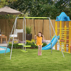 Outsunny - Balançoire pour enfants - cadre de balançoire en métal robuste en forme de A - vert-Peut accueillir jusqu'à trois enfants en même temps 