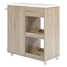 Modway Culinary Kitchen Cart With Towel Bar - Oak White-Metal Towel Bar