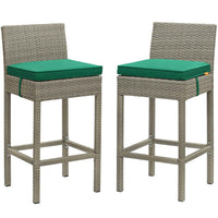 Modway Conduit Outdoor Patio Wicker Rattan Bar Stool - Light Gray Green - Set of 2-Modern Outdoor Bar Stool