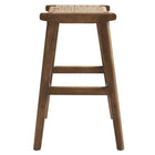 Modway - Saoirse Tabouret de comptoir en corde tissée en bois - Noyer naturel - Ensemble de 2-7