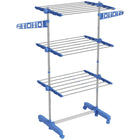HOMCOM 3-Tier Collapsible Adjustable Clothes Drying Rack - Blue-With 25.5 inches (64.8 cm) of space for indoor clothes drying 