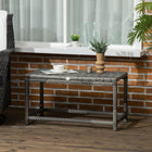 Outsunny - Table d’appoint en osier pour patio avec plateau en plastique sous le dessus entièrement tressé, gris mélangé-Le cadre en métal rend cette table de cocktail résistante pour un usage quotidien  