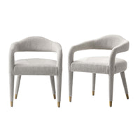 Manhattan Comfort Aspen 23.2" Mid-Century Modern Tweed Upholstered Dining Armchair - Silver Lining - Set of 2-Mid-Century Modern Accent Chair for Living Room Usage. Set of 2