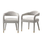 Manhattan Comfort - Lot de 2 fauteuils de salle à manger Aspen 59 cm style mid-century modern, revêtement en tweed, accoudoirs, coloris Silver Lining-Fauteuil d’appoint style milieu du siècle pour salon, lot de 2