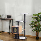 PawHut - arbre à chat en bois 47 po, tour condo avec poteau à griffer, balle jouet - noir-Design à plusieurs niveaux pour grimper 
