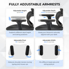 MotionGrey Mellow Ergonomic High Back Office Chair with Adjustable Armrests - Black-8