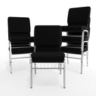 Chaise d'église de la série HERCULES de 18,5 po de largeur en tissu noir avec étagère à livres - Cadre veine d'argent-Finition du cadre en veine d'argent