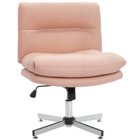 HOMCOM Criss Cross Armless Office Desk Chair - Pink-Criss cross design and wide, armless seat ensure spacious comfort
