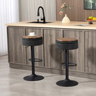 HOMCOM Swivel Bar Stools with Storage and Footrest - Black - 2 Pack-Reversible lid flips to a pine wood top, creating a handy side table
