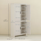 HOMCOM 64" H Kitchen Pantry Cabinet with Shelves - White-Anti-tipping design on the back you can secure to the wall for safety 