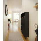 Nexera Slim Bar Cabinet - Secretary Bookcase Desk With Storage - Black-9