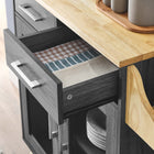 Modway Cuisine Kitchen Cart - Charcoal Natural-Nylon Casters With Side Lock Brakes