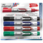 BIC Intensity Advanced Chisel Tip Tank Style Dry Erase Marker - Assorted Colours - 4 Pack-Delivers both low odour and bold writing
