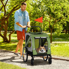 Aosom 2-in-1 Pet Bike Trailer and Stroller with Universal Wheel Reflectors and Flag - Green-2 inflatable rear wheels and 2 EVA universal front wheels provide a smooth ride and are off-road capable 
