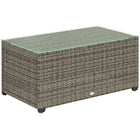 Outsunny - Table basse d’extérieur avec cadre en acier pour jardin, balcon, véranda, gris foncé-La table basse d'extérieur au design en osier s'associe facilement avec le mobilier de patio actuel