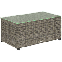 Outsunny - Table basse d’extérieur avec cadre en acier pour jardin, balcon, véranda, gris foncé-La table basse d'extérieur au design en osier s'associe facilement avec le mobilier de patio actuel