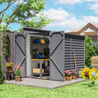 Outsunny - Abri de rangement extérieur en acier 4,6 pi x 9 pi-Portes doubles pour un accès facile  
