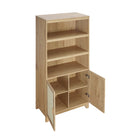 Manhattan Comfort Sheridan 31.49" Mid-Century Modern Bookcase Cabinet - Nature-Features Adjustable Shelves and Soft Close Doors