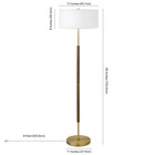 Hudson&Canal - Lampadaire Simone à 2 lumières avec abat-jour en tissu - Chêne rustique/laiton/blanc-Nettoyer avec un chiffon doux et sec, sans produits chimiques agressifs ni produits de nettoyage abrasifs