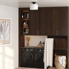 Hudson&Canal - Plafonnier semi-encastré Henri de de 25,4 cm de large avec abat-jour en verre - Noir mat/blanc laiteux-Associé à un abat-jour en verre tambour blanc