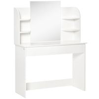 HOMCOM Vanity Desk with Mirror - 42.5" L x 15.75" W x 56" H - White-It has a modern and elegant design 
