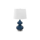 Monarch Specialties 24" H Contemporary Table Lamp - Blue Glass / Ivory / Cream Shade-Add a fashionable touch to any room with this stylish and trendy 24"H double-gourd table lamp in a stunning blue glass with a silver metal base and a chic cone shaped ivory fabric shade, topped with a round silver finial