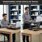 Mount-It! - Convertisseur de bureau debout X-Lift réglable en hauteur 32 pouces, noir-Passez rapidement de la position assise à la position debout en tirant simplement sur une poignée
