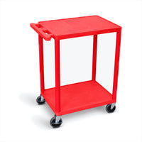 Luxor - Chariot plat en polyéthylène à 2 tablettes - 24" x 18" - capacité 300 lb - rouge-Chariot utilitaire polyvalent