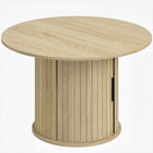 HOMCOM 31.5" Round Coffee Table with Storage - Natural Wood-Slatted column design with natural wood finish adds elegance and ensures robust stability