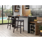 Manhattan Comfort - Klismos tabouret de bar moderne du milieu du siècle de 20" en similicuir noir et noyer foncé, lot de 3-Fabriqué en bois de hêtre avec une riche finition en noyer