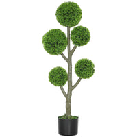 HOMCOM - Arbre décoratif artificiel de cyprès 43,3 po en pot - vert-Belle plante artificielle en forme de cyprès topiaire à cinq boules 