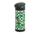 Thermos - Bouteille d'eau isotherme FUNtainer en acier inoxydable - 410 ml - Minecraft-Couvercle à bouton-poussoir avec paille escamotable