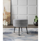 Manhattan Comfort Bailey 18.11" Mid-Century Modern Polyester Blend Upholstered Ottoman - Grey with Black Legs-Solid Wood Frame for Durability and Functionality