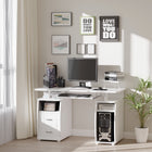 HOMCOM 47.2" Computer Desk with Keyboard Tray - White-Two drawers and a small storage shelf for extra storage