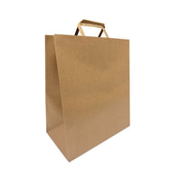 Reliabag Paper Bags - Flat Handles - 12" W x 7" D x 14" H - Kraft - 300 Pack-Made by the premium kraft paper with the re-enforced flat bottom
