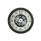 Monarch Specialties Clocks 30" Round Oversized Wall Clock - Brown-Large, oversized chic 30" round wall clock with unique moving gear mechanism design, fits right in with any home decor style
