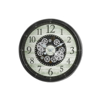 Monarch Specialties Clocks 30" Round Oversized Wall Clock - Brown-Large, oversized chic 30" round wall clock with unique moving gear mechanism design, fits right in with any home decor style