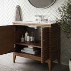 Modway Ledger 36" Wood Bathroom Vanity Cabinet - Walnut-Sink Basin Not Included