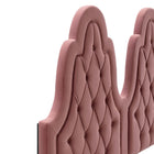 Modway Alexandria Tufted Performance Velvet Twin Platform Bed with Black Wood Legs - Dusty Rose-Assembly Required