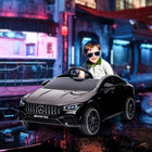 Qaba Mercedes-Benz AMG CLA 45 Licensed 12V Ride on Car - Black-Includes auxiliary wheels for stable movement without power 